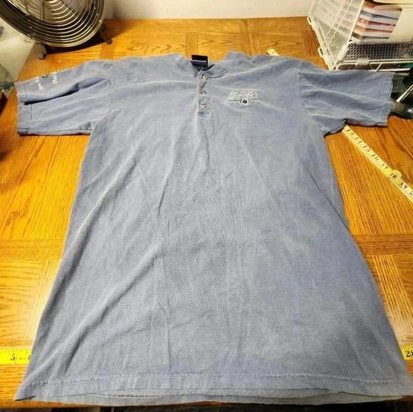 Harley Davidson Blue 3 Button Short Sleeve Men's Size M - Picture 1 of 9